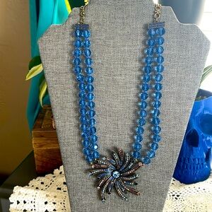 Heidi Daus Blue Beaded Necklace with Pendant